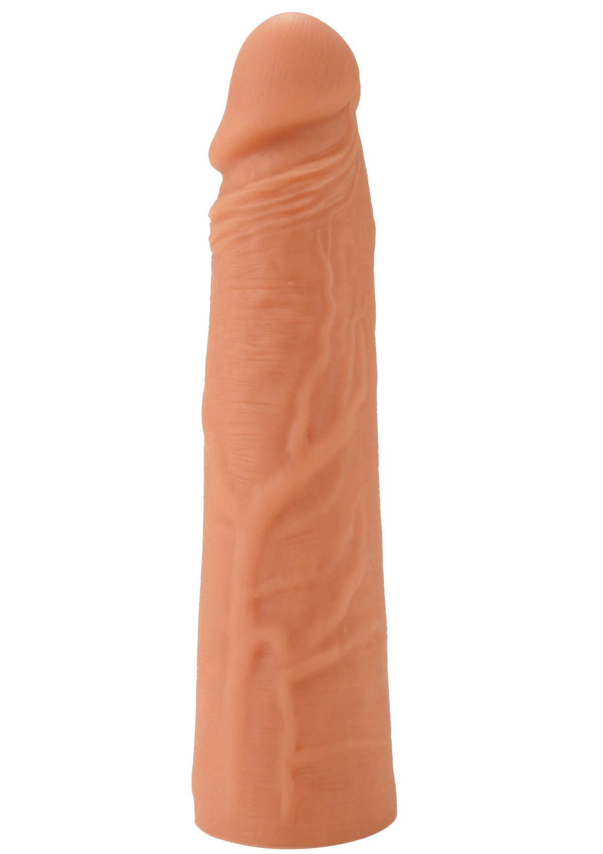 Vloeibare siliconen penis-sleeve, 20 cm, huidkleurige textuur, open onderzijde