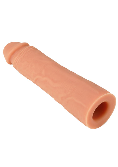 Siliconen penis-sleeve, donkeroranje, open uiteinde en gladde buitenkant