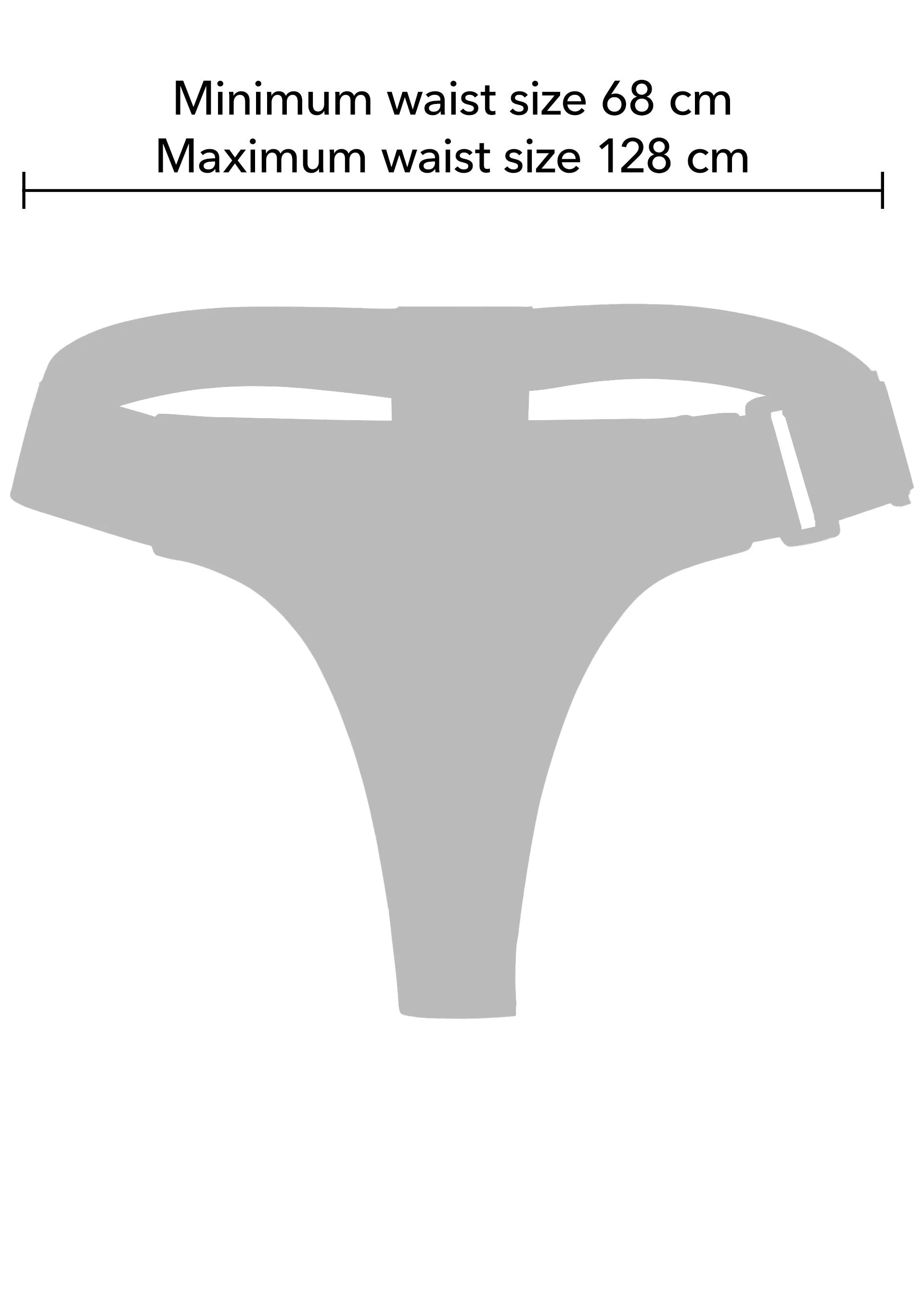 Maattabel: tailleomtrek 68–128 cm voor de string-strap-on