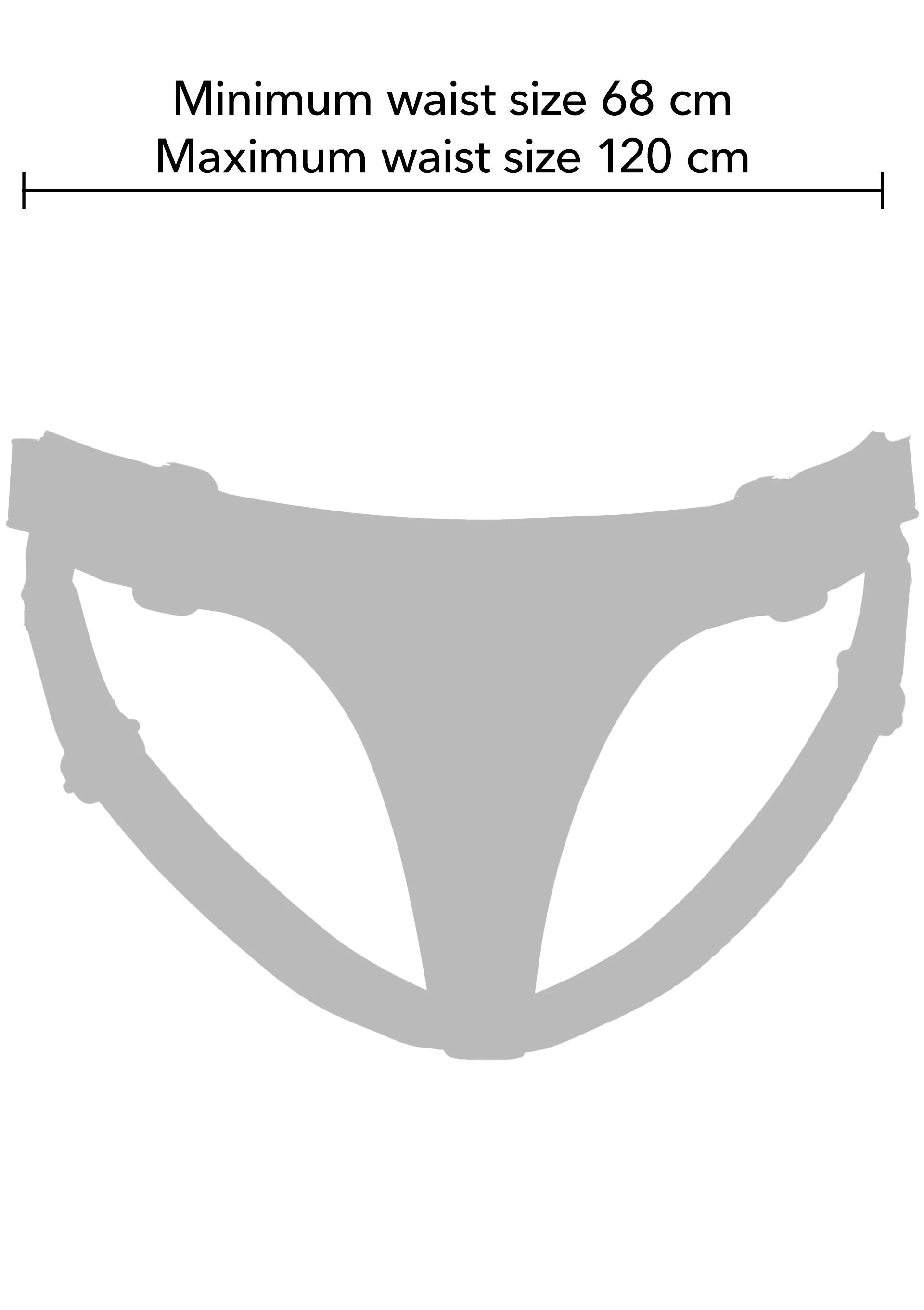 Maattabel voor strap-on: taillemaat 68–120 cm