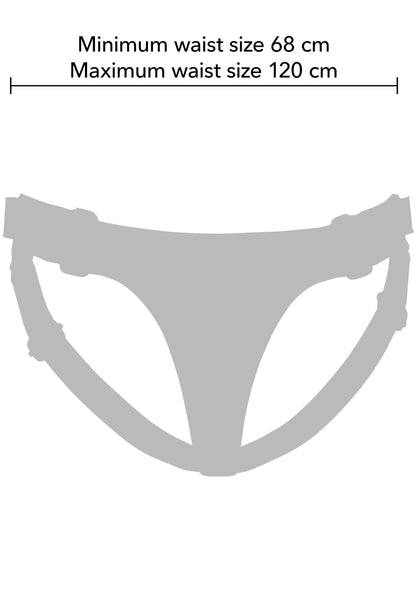 Maattabel voor strap-on: taillemaat 68–120 cm
