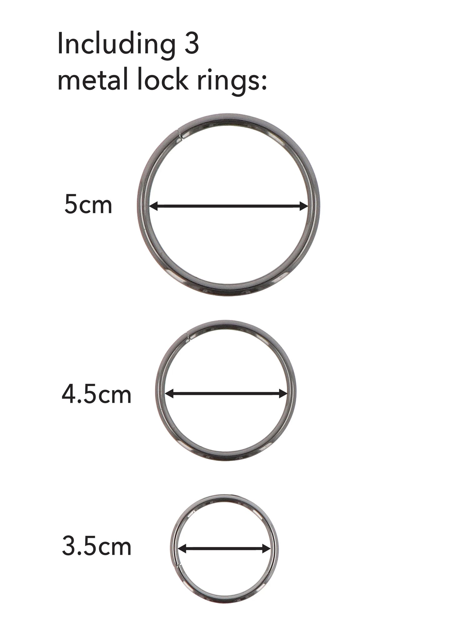Set van 3 metalen lockringen voor bevestiging van dijstrap-on