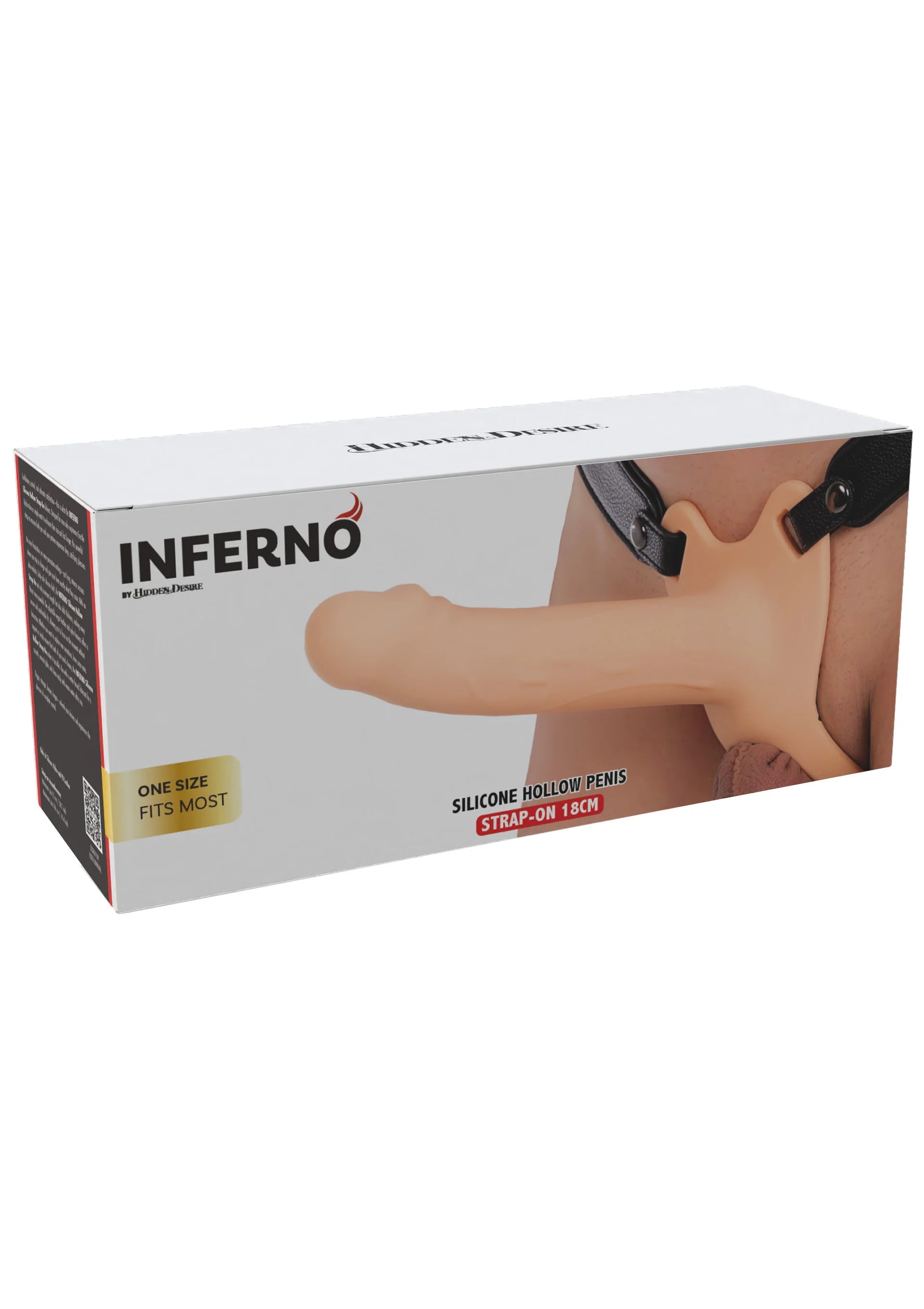 Verpakkingsdoos Inferno van siliconen holle penis met zwarte strap-on