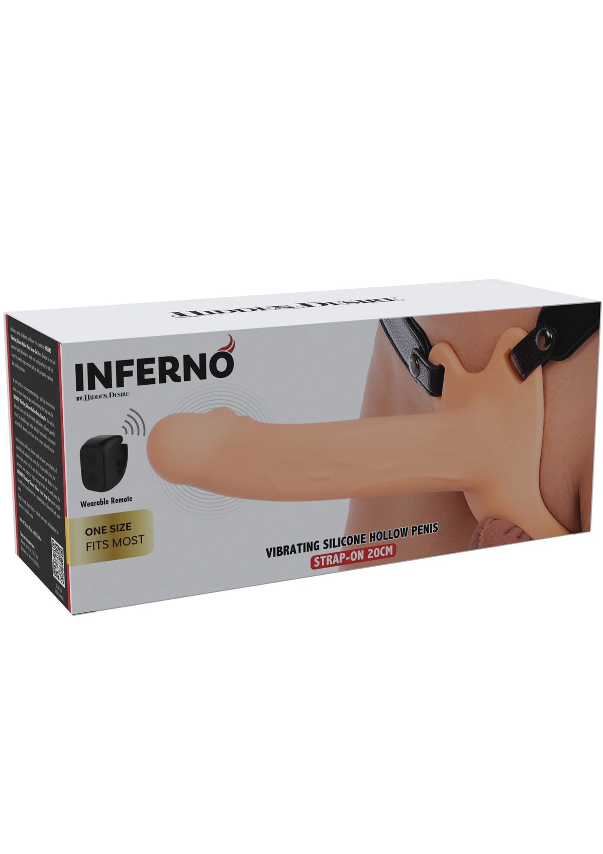 INFERNO verpakking van trillende siliconen strap-on vibrator, zwart, 20 cm