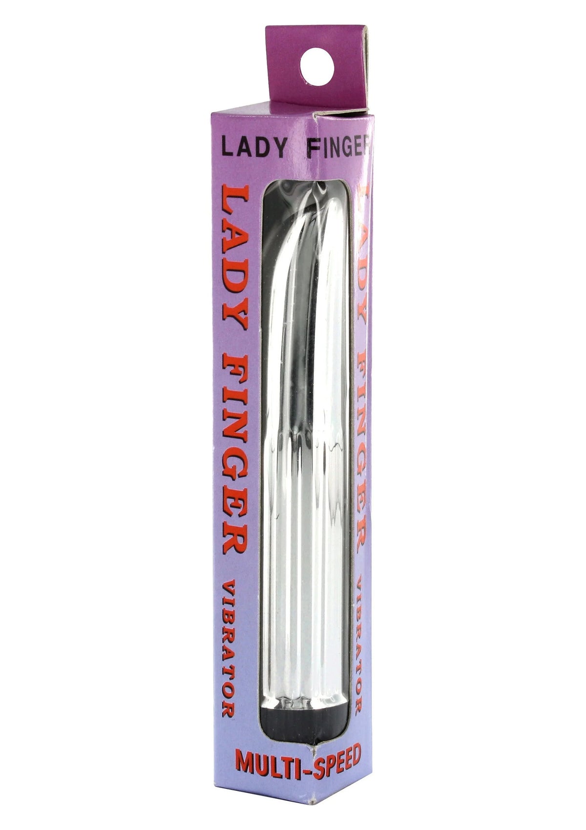 Ladyfinger mini-vibrator van Seven Creations in paarse doos, zilverkleurige cilinder