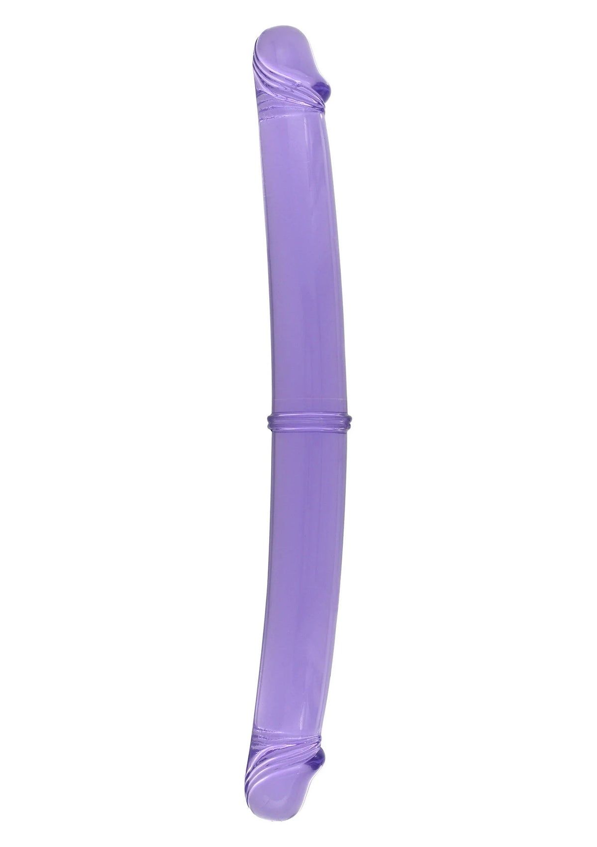 Rechtopstaande paarse dubbelzijdige doorschijnende dildo