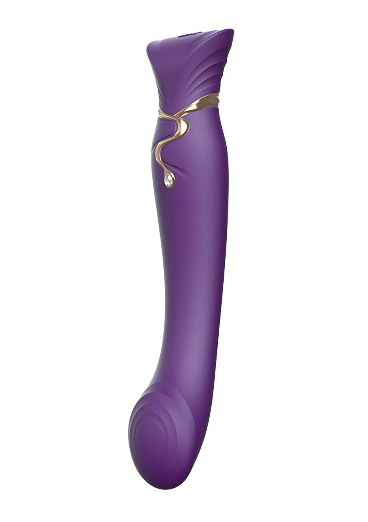 Paarse G-spot vibratorspeeltje met gebogen top en ronde onderkant