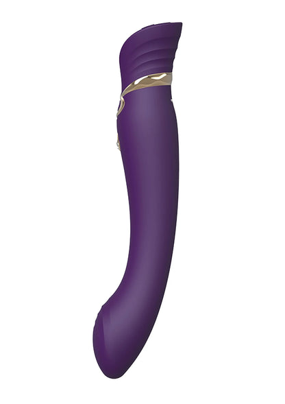 Paarse G-spot puls-wav vibrator, gebogen met gouden sierband
