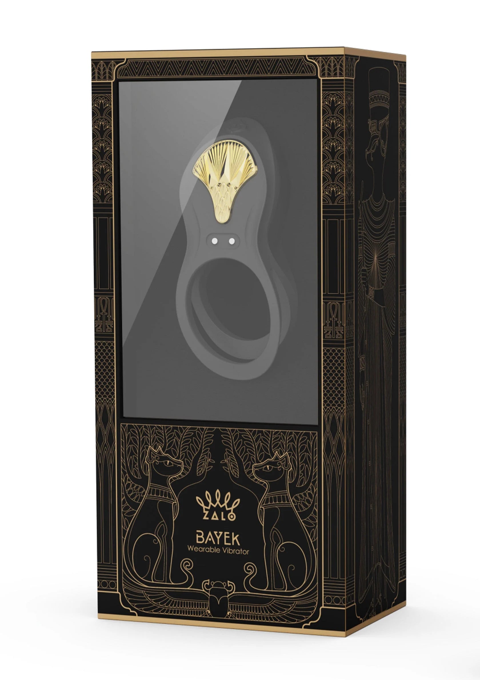 Verpakkingsdoos van Bayek door Zalo, met afbeelding van cockring-vibrator.