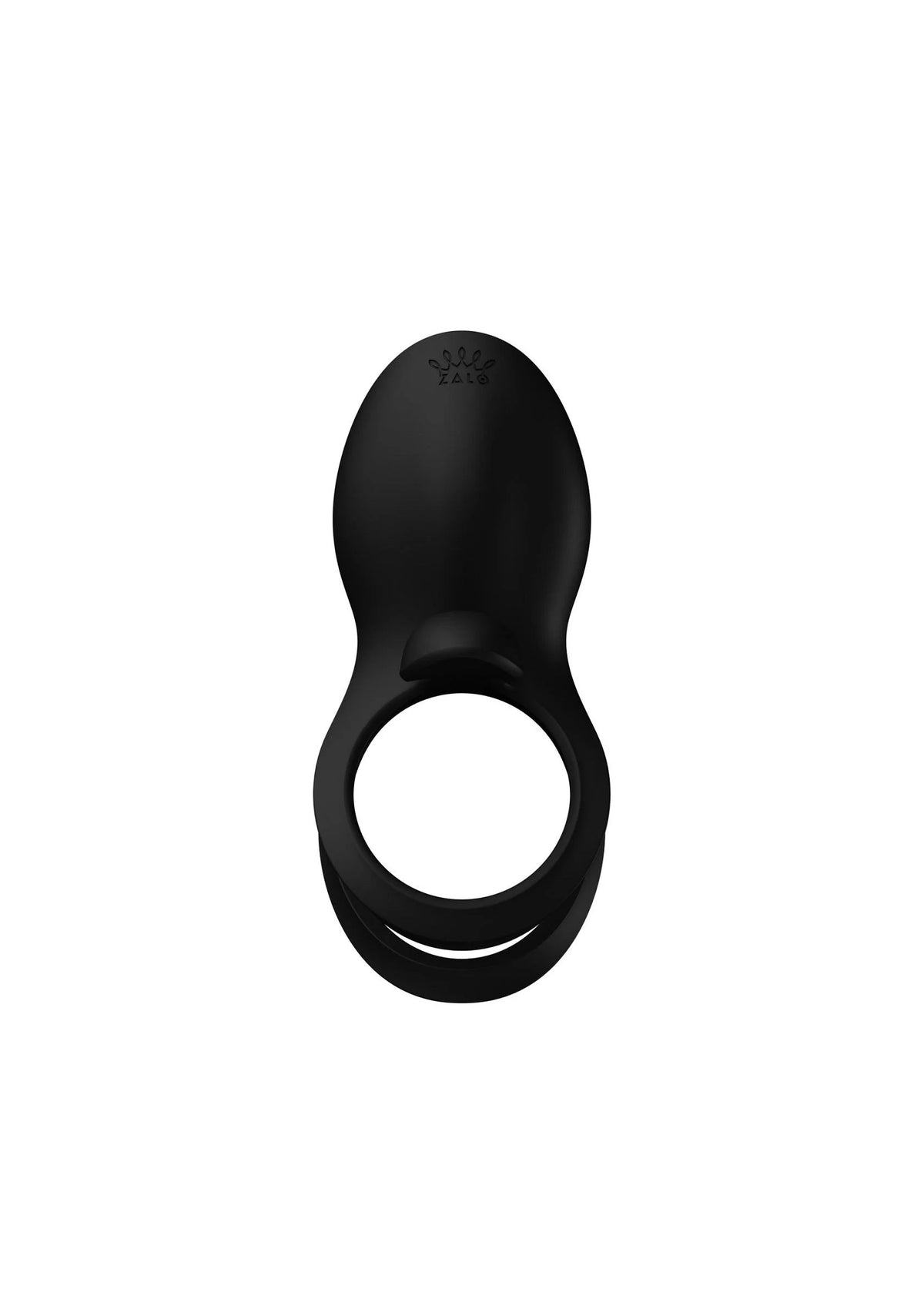 Zwarte cockring-vibrator met langwerpige punt en ronde ring