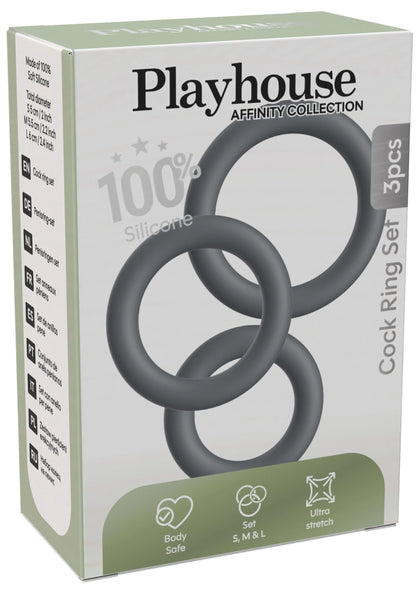 Beste vandaag nog: Cock Ring Set 3pcs by Playhouse - bij Happytoys Sexshop: online sex shop for Feeling Happy & Easy 😊 - Default Title - 25603 - GREY