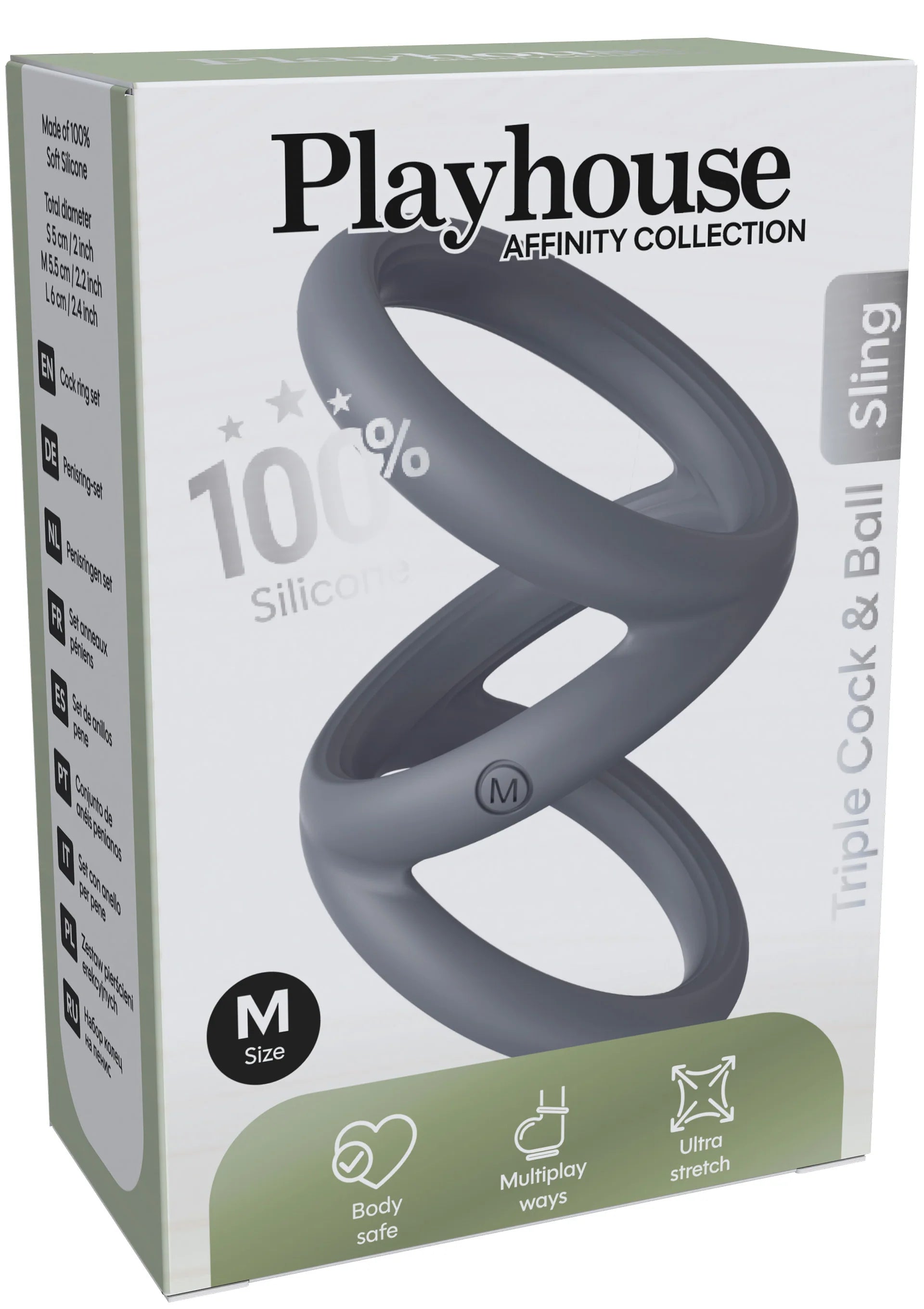 Beste vandaag nog: Triple Cock & Ball Sling Medium by Playhouse Affinity - bij Happytoys Sexshop: online sex shop for Feeling Happy & Easy 😊 - Default Title - 25608 - GREY