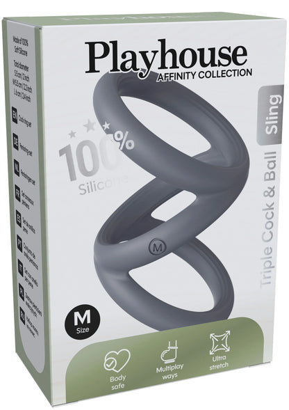 Beste vandaag nog: Triple Cock & Ball Sling Medium by Playhouse Affinity - bij Happytoys Sexshop: online sex shop for Feeling Happy & Easy 😊 - Default Title - 25608 - GREY