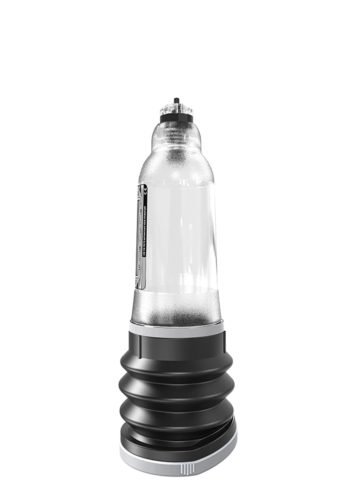 HydroMax 5 pomp van Bathmate, zilveren behuizing met zwarte ringbasis