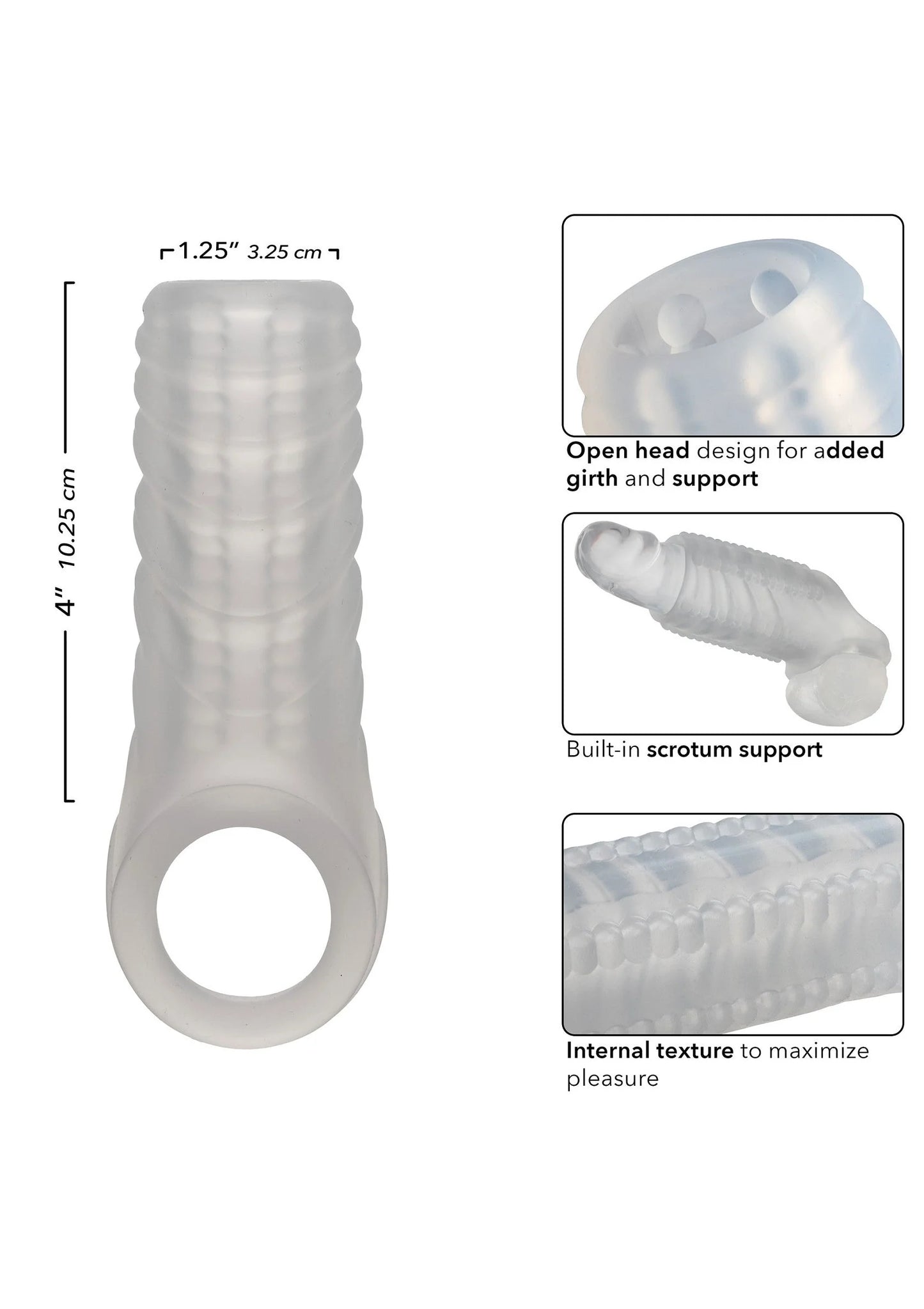 Reversibele siliconen mouw met ringopening en ribbelige binnenkant