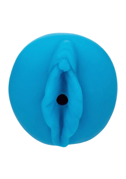 Blauwe siliconen bunny-stroker met opening aan de voorzijde