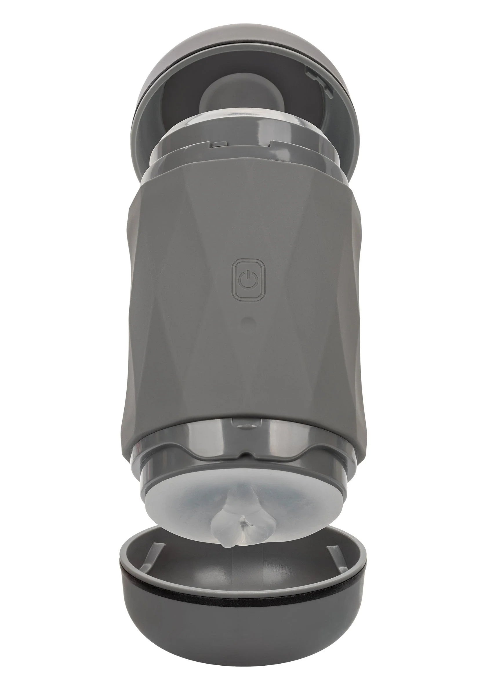 CalExotics vibro-knijp apparaat met open uiteinde en grijze siliconen binnenhuls