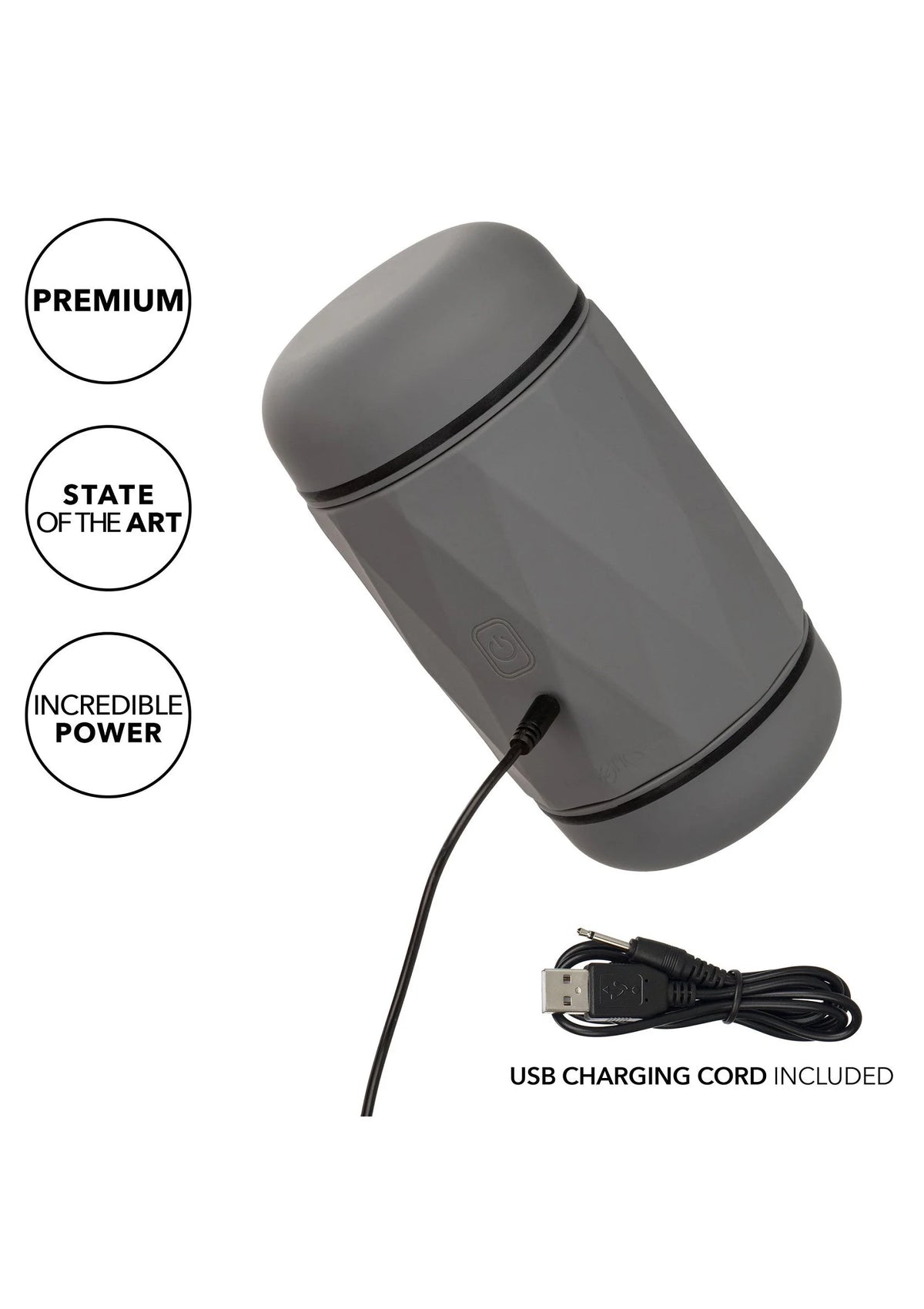 Grijs vibro-knijp apparaat met USB-oplaadsnoer