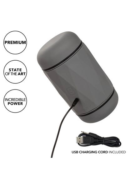 Grijs vibro-knijp apparaat met USB-oplaadsnoer