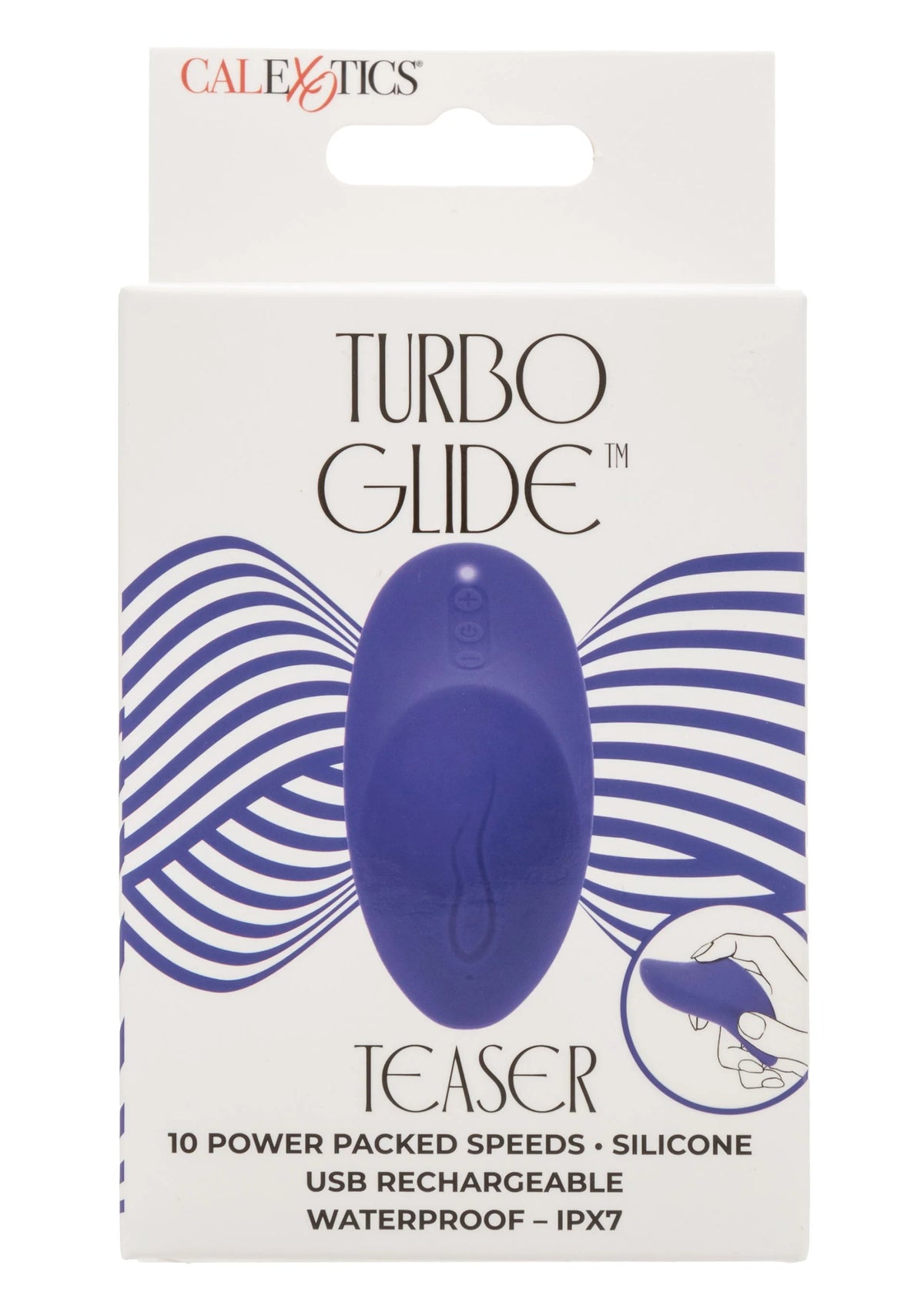 CalExotics Turbo Glide Teaser glijmassager doos, waterdicht en USB-laadbaar