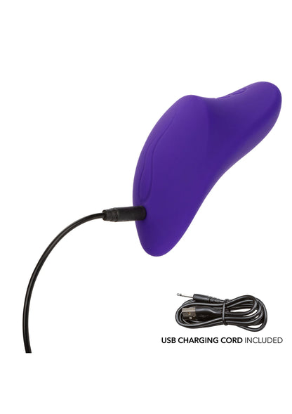 Paarse CalExotics massagemachine met USB-oplaadkabel