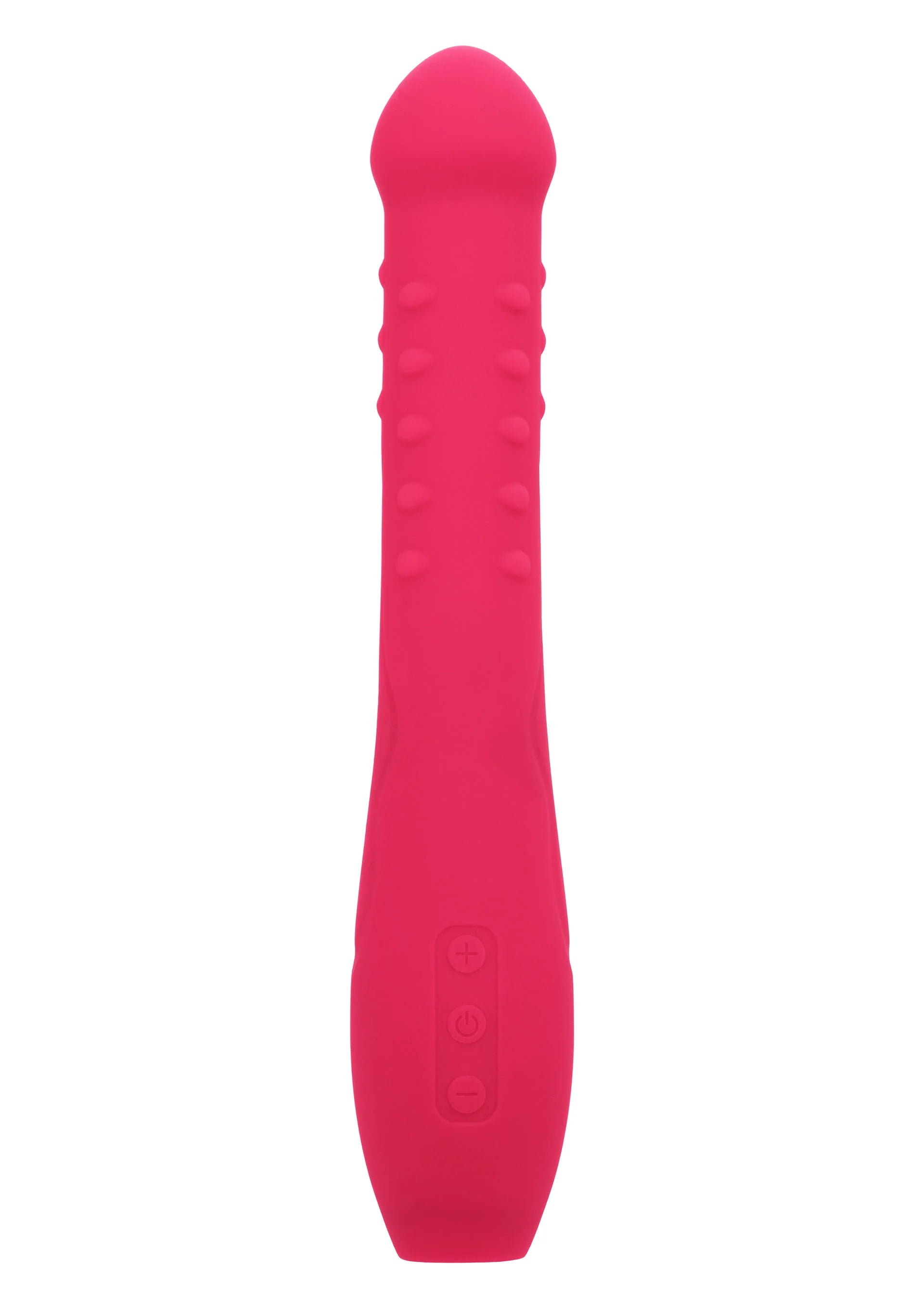Roze siliconen vibrator met afgeronde kop en ingebouwde knoppen