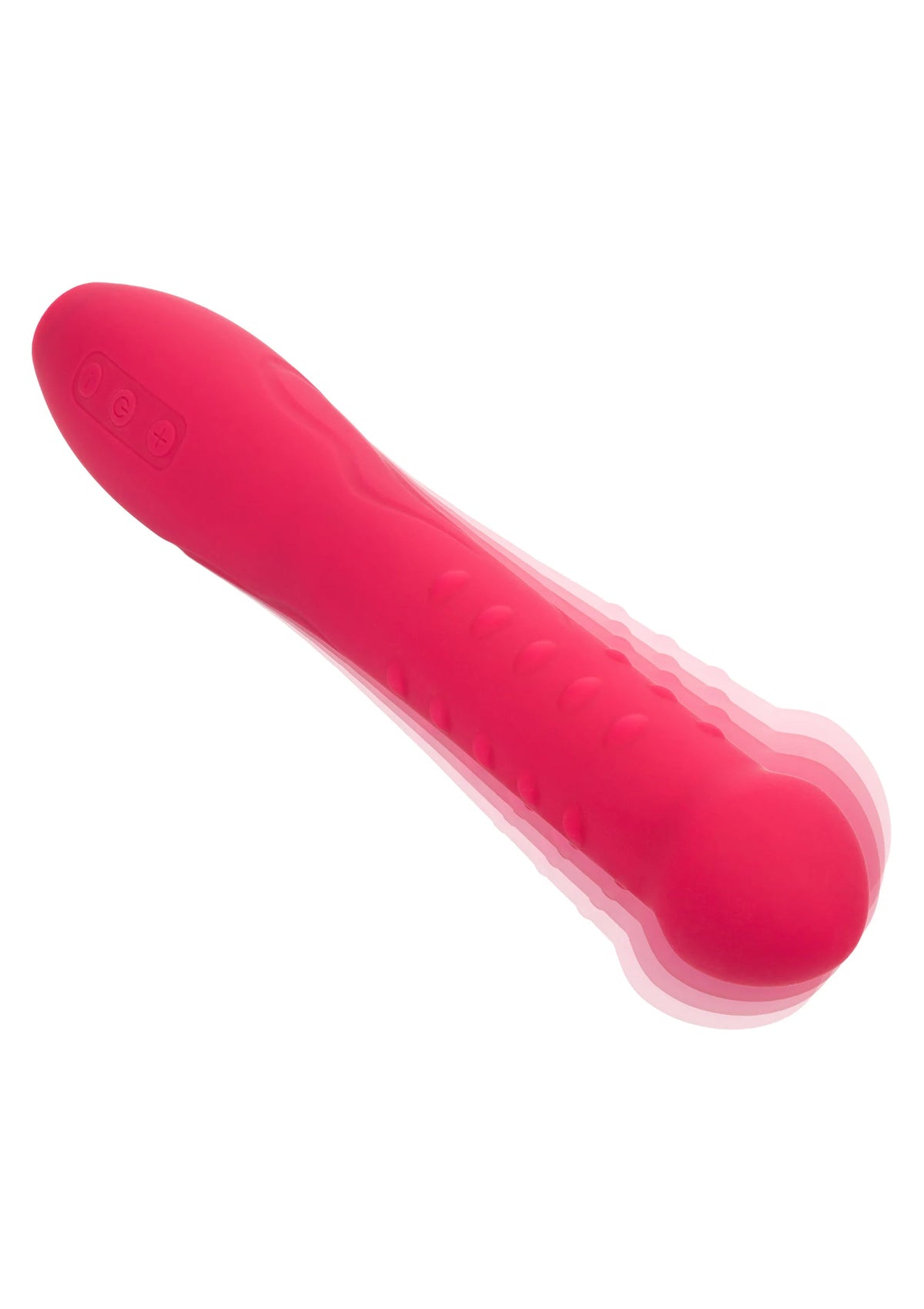 Roze gebogen vibrator met glanzend siliconen oppervlak