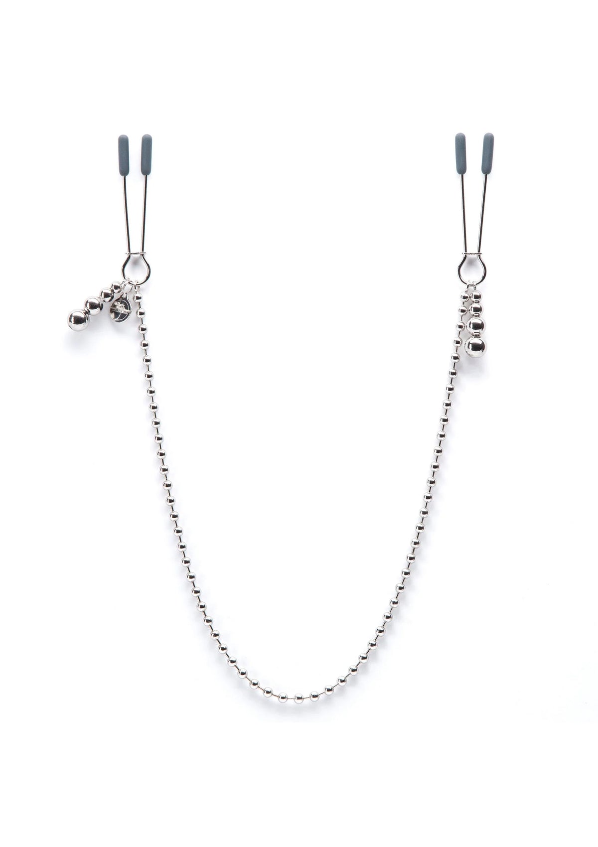 Tepelklemmen met zilverkleurige ketting en twee bovenklemmen, losse set