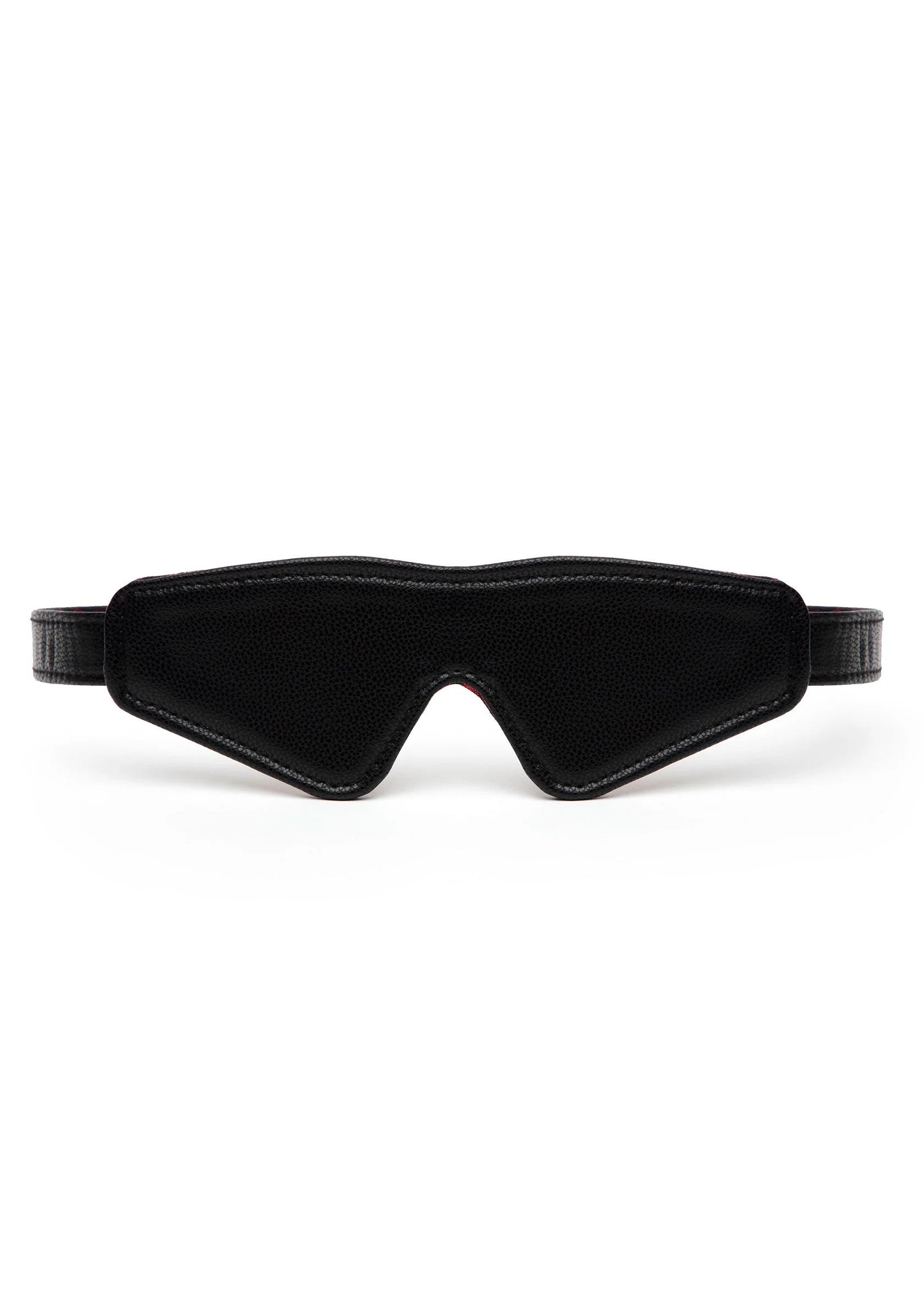 Zwarte blinddoek met zachte stof, ovale uitsparing en elastische band