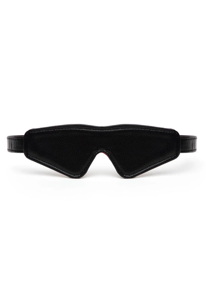 Zwarte blinddoek met zachte stof, ovale uitsparing en elastische band