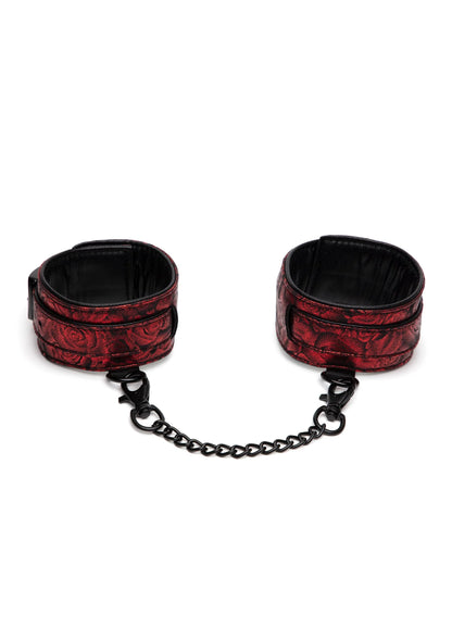 Enkelboeien van Fifty Shades of Grey, zwart met rood patroon, met ketting en haken