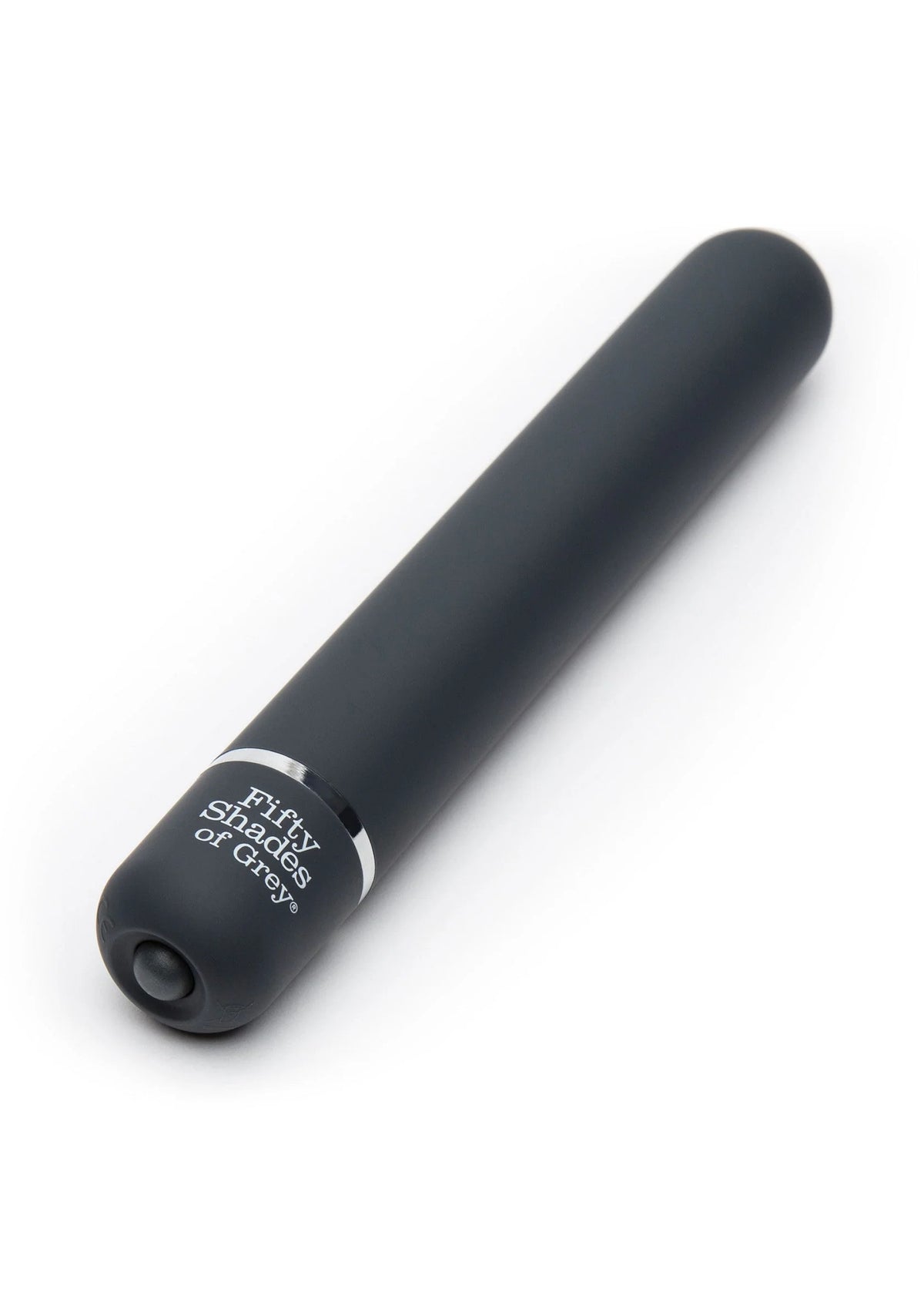 Donkergrijze vibratiestok met ronde kop, “Fifty Shades of Grey”-opdruk