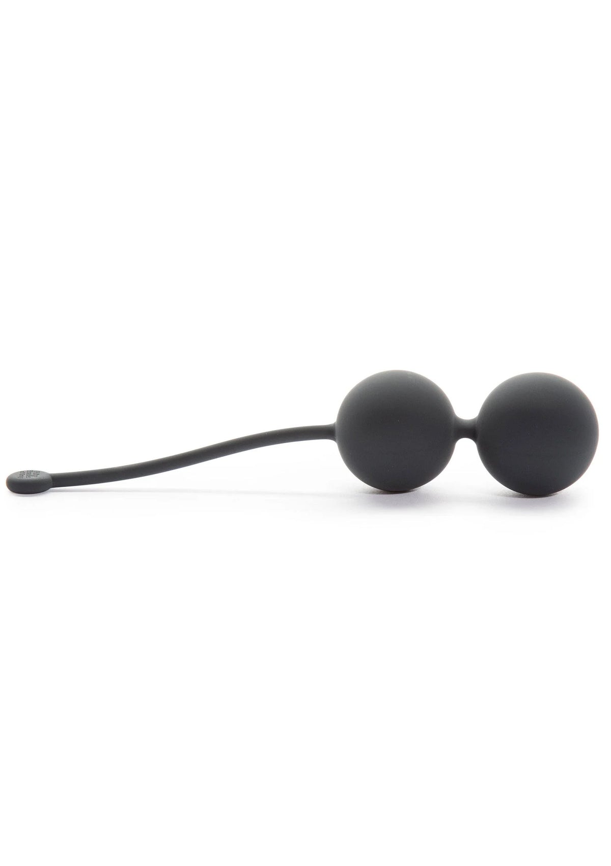 Siliconen jiggleballen met luskoord en twee ronde balletjes, donkergrijs.