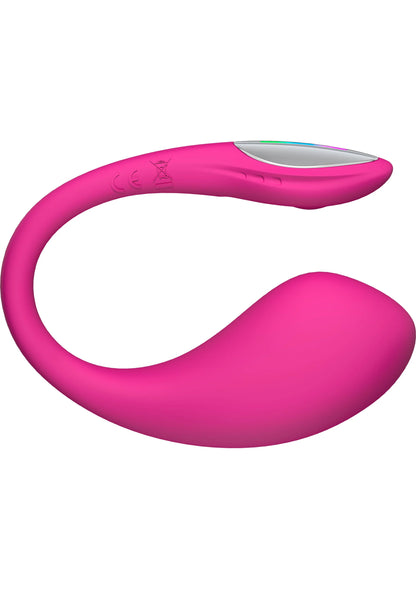 Roze Lovense Lush 4 vibrator met ovale ring en grijze top