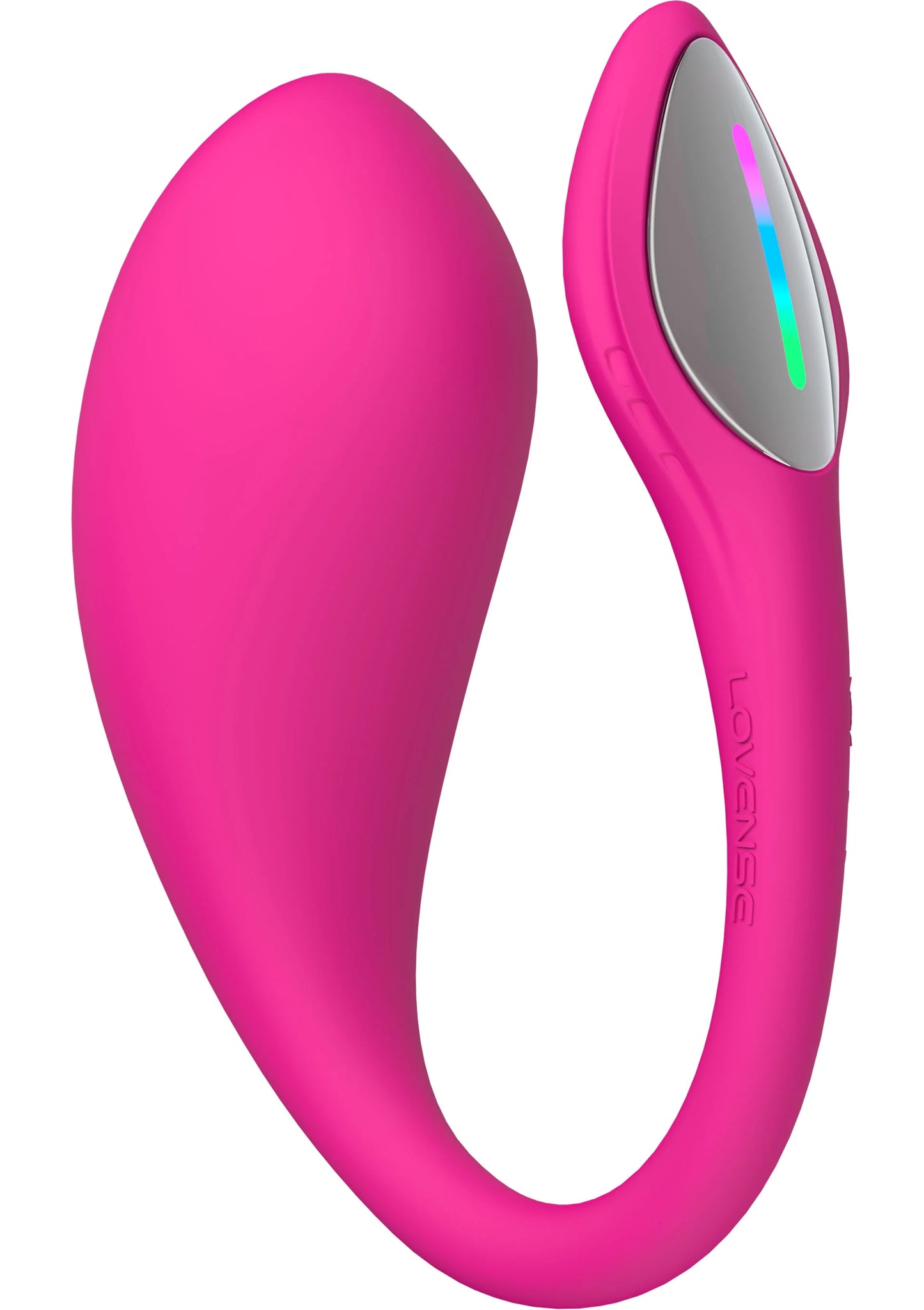 Roze Lovense Lush 4 vibrator met opstaande ovale kop en gebogen body