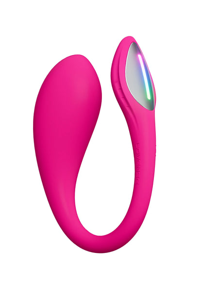 Roze Lush Mini vibrator met gladde gebogen vorm en lichtvenster zichtbaar.