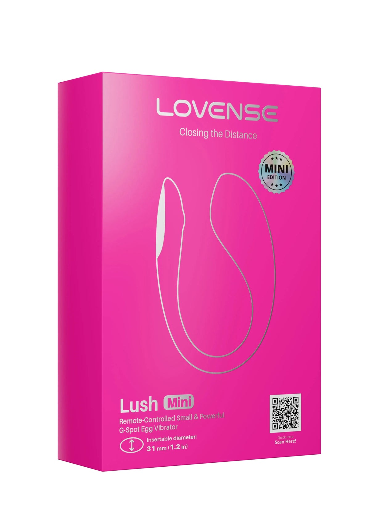 Roze Lovesense Lush Mini verpakking met LoveSense-naam en productillustratie.