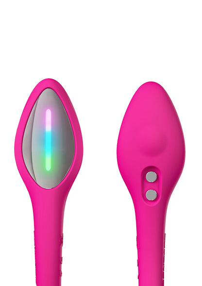 Roze mini-vibrator met verlicht venster en knoppen aan de zijkant