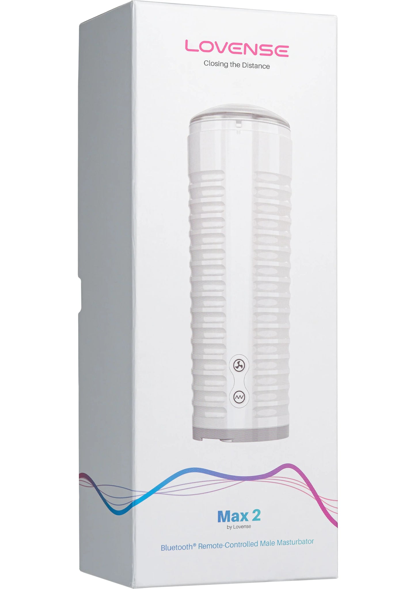 Witte productdoos met afbeelding van het doorzichtige ribbelcilinder apparaat
