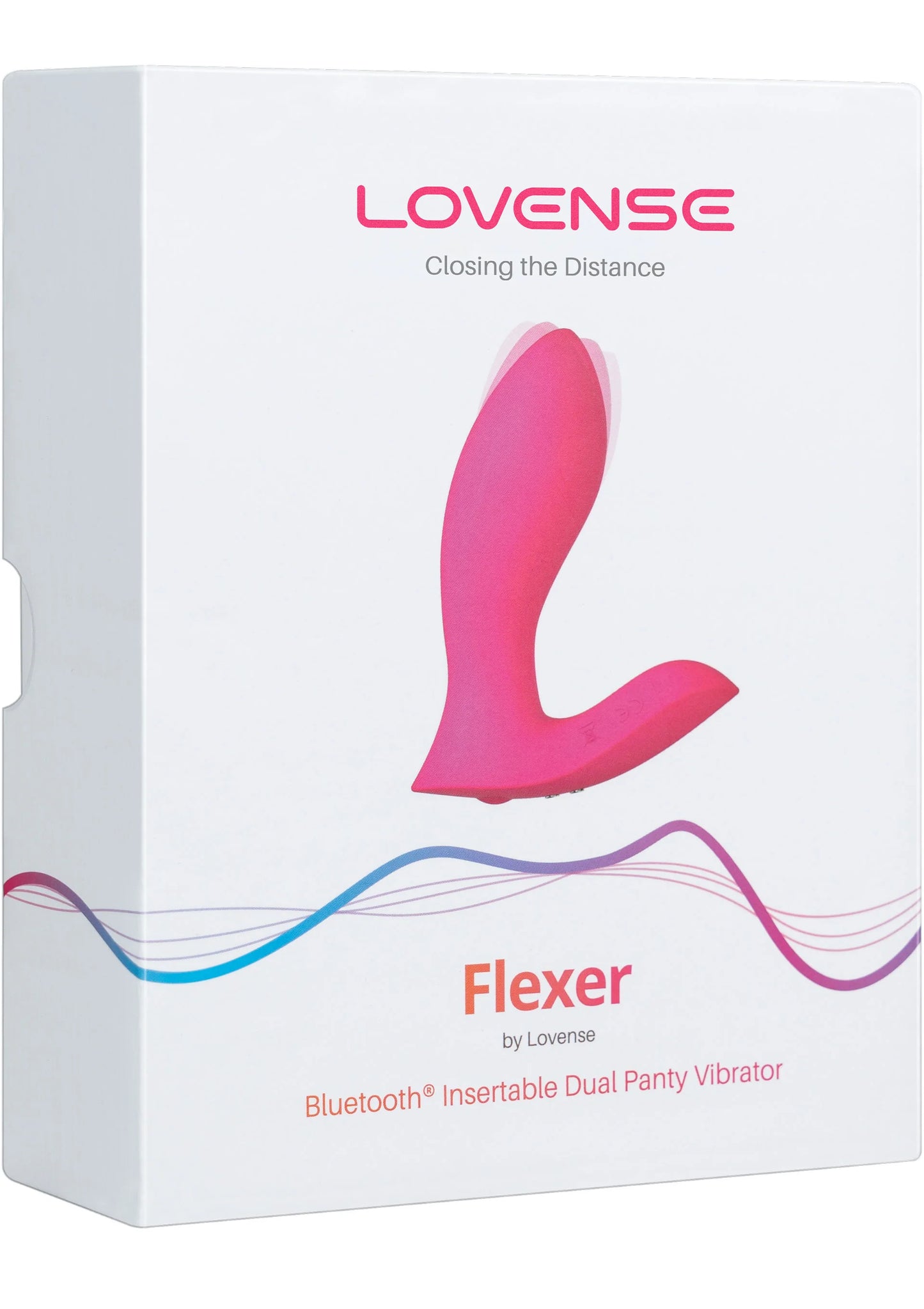 Lovesense Flexer verpakking met roze vibratorafbeelding en tekst op doos