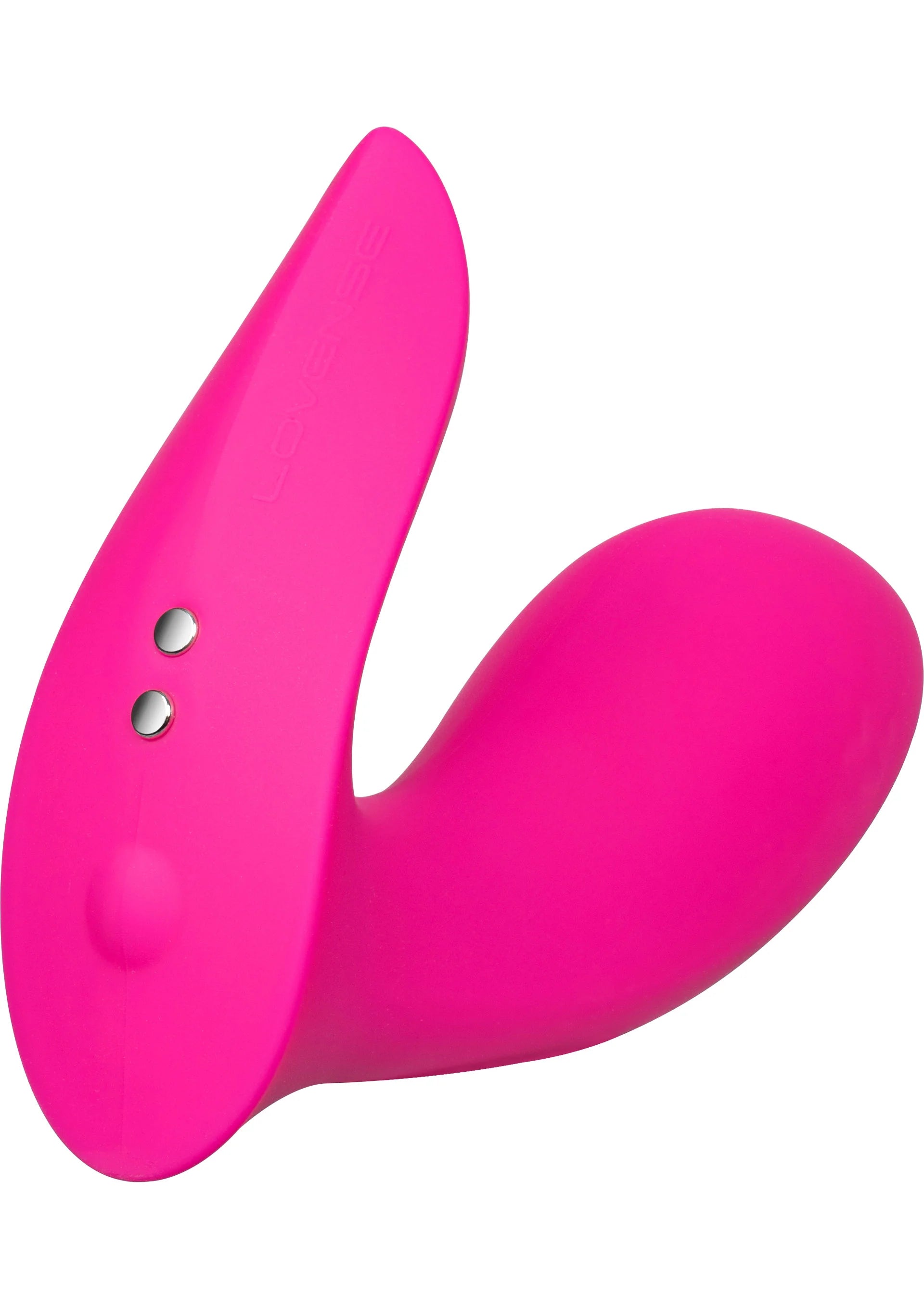 Roze vibrator met twee ronde knoppen op het smalle uiteinde