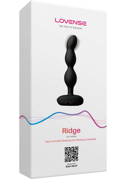 Lovesense Ridge verpakking met zwarte anale kralenplug afgebeeld