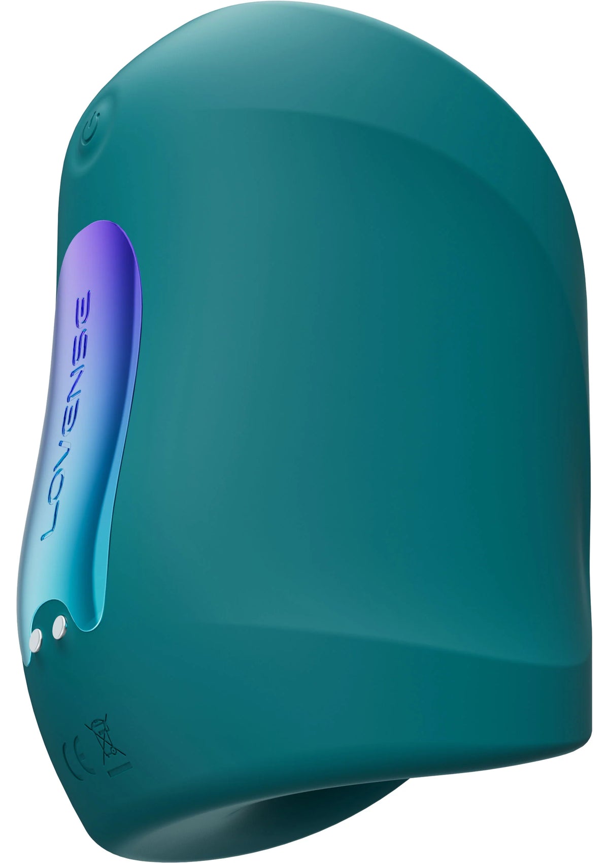 Teal intieme massager zijaanzicht met LOVENSE-opdruk