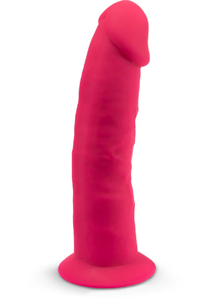 Roze 6 inch dildo met afgeronde top en brede basis, glad oppervlak.