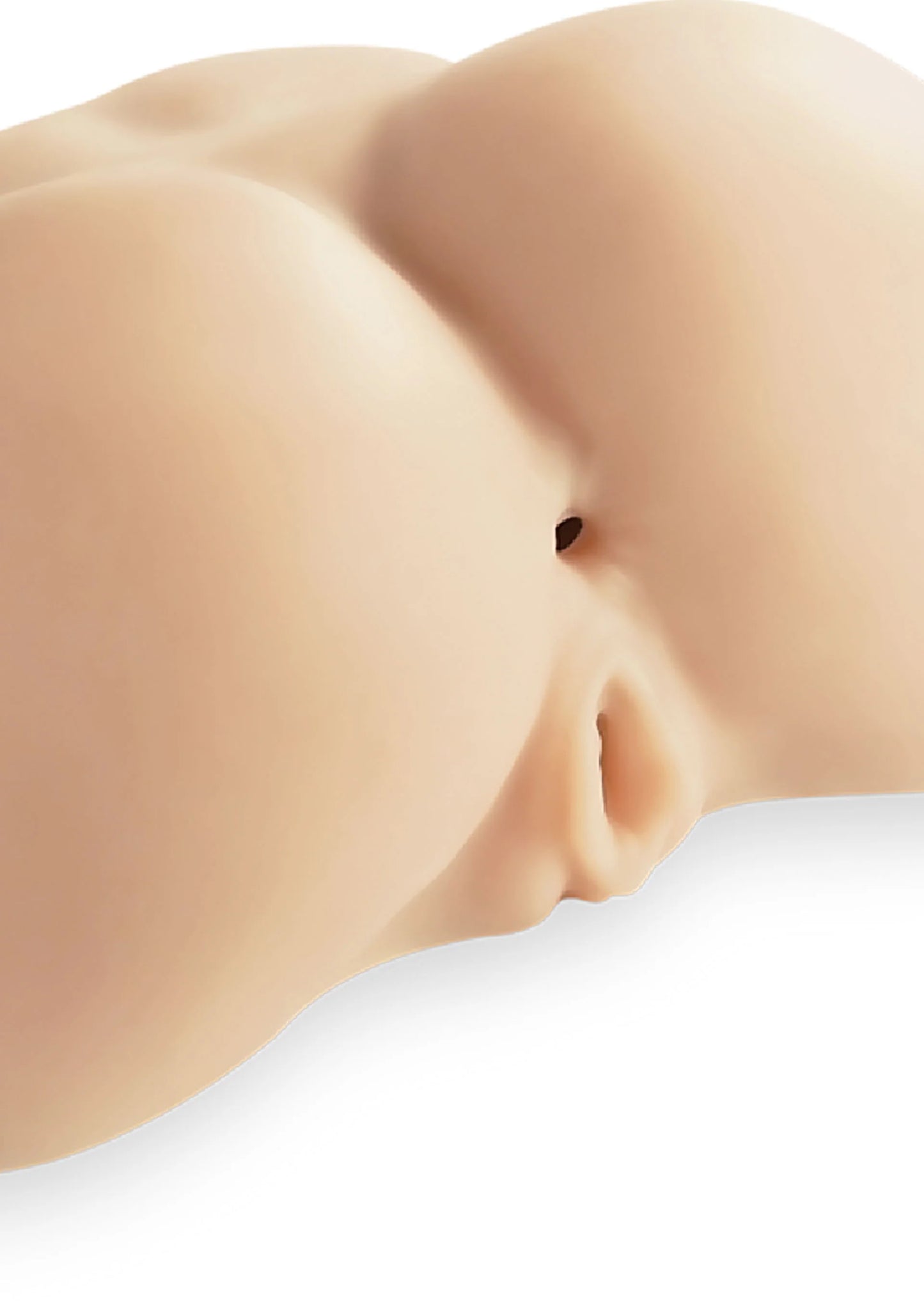 Silicone anale masturbator, huidkleurig, close-up van zijcontour