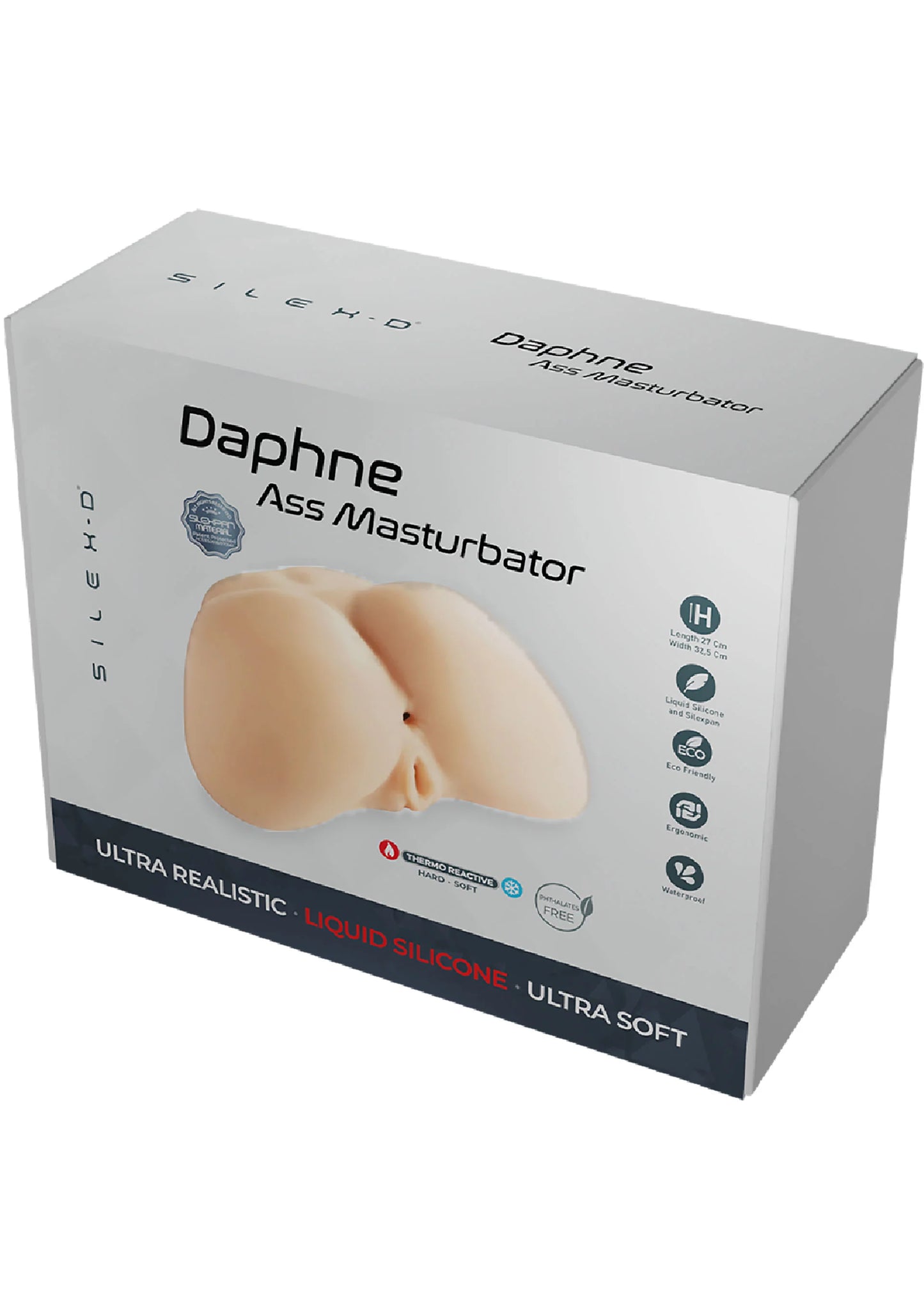 Doos met Daphne anale masturbator, vloeibare siliconen en ultra soft