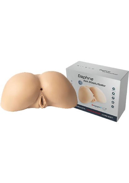 Beige siliconen anale masturbator met doos ernaast, Daphne Ass Masturbator