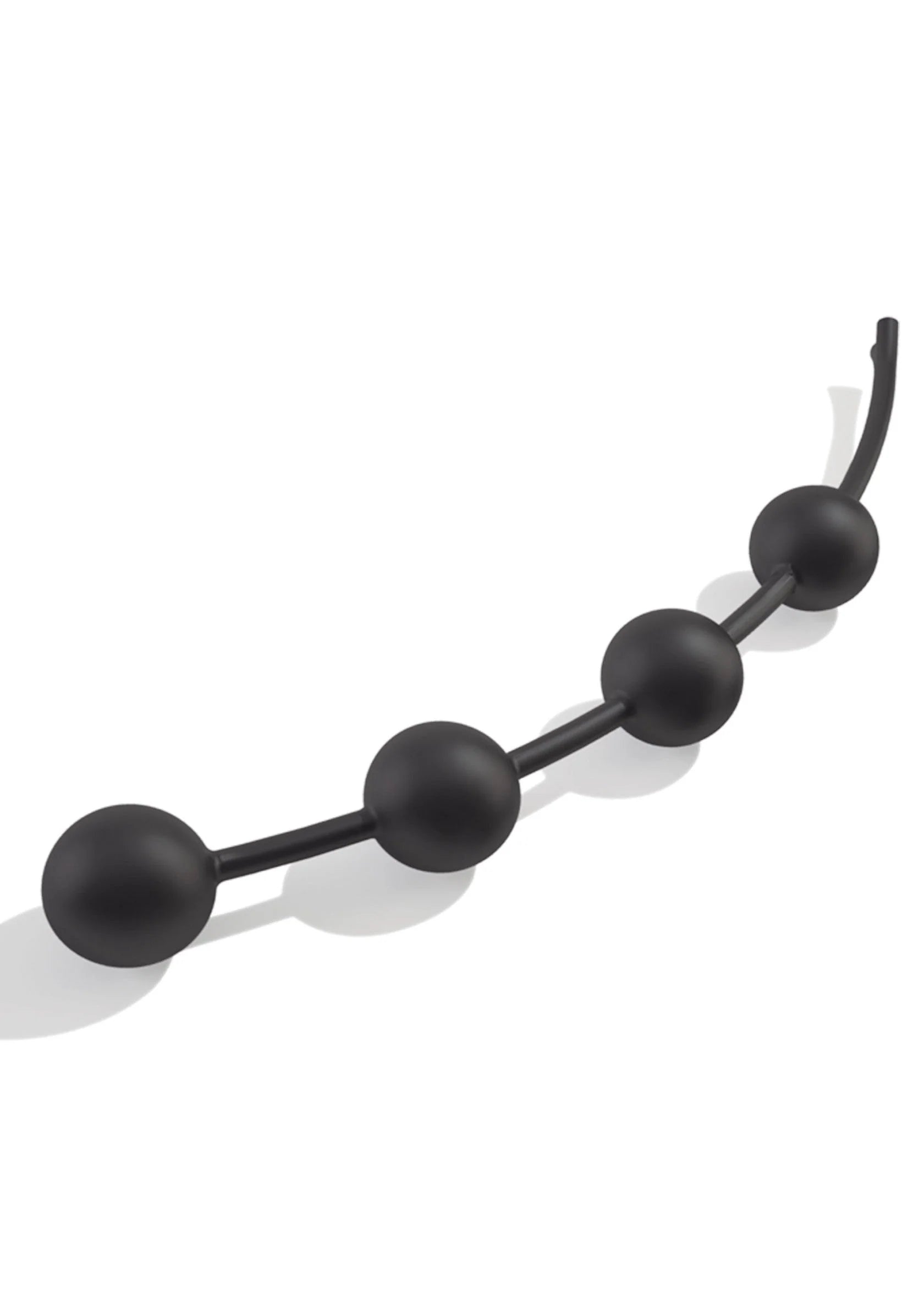Zwarte anale ketting met 4 ronde kogels en gebogen uiteinde, MyStim
