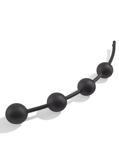 Zwarte anale ketting met 4 ronde kogels en gebogen uiteinde, MyStim