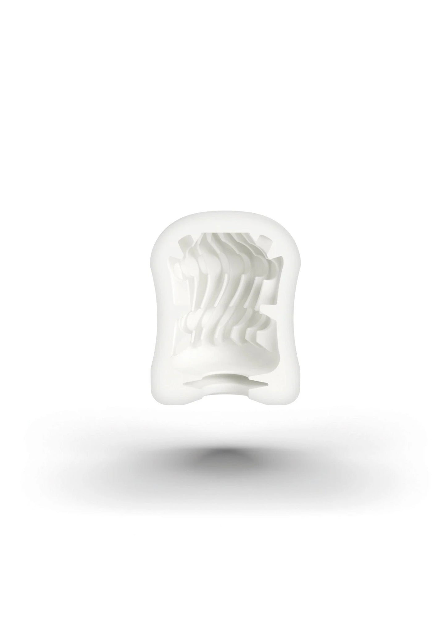 Witte siliconen masturbatormodule met gebogen kanaaltjes en textuur